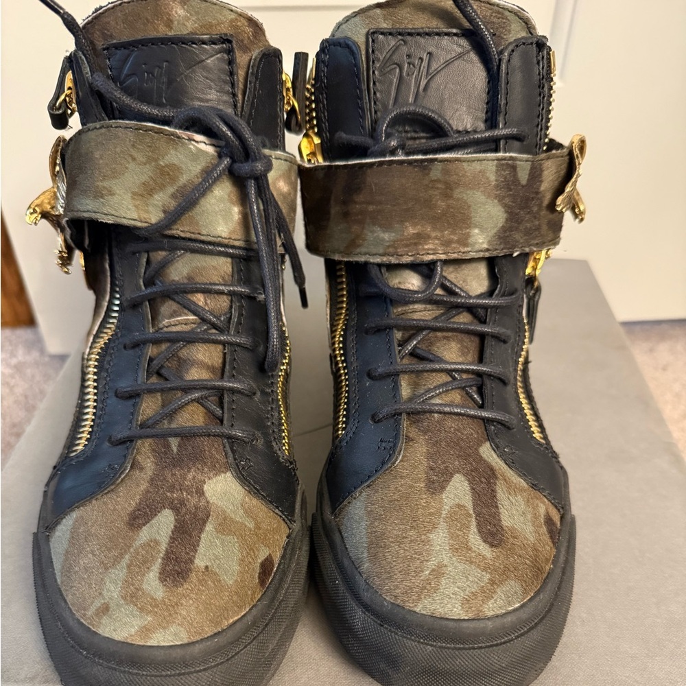Giuseppe Zanotti Camouflage and Black Sneakers